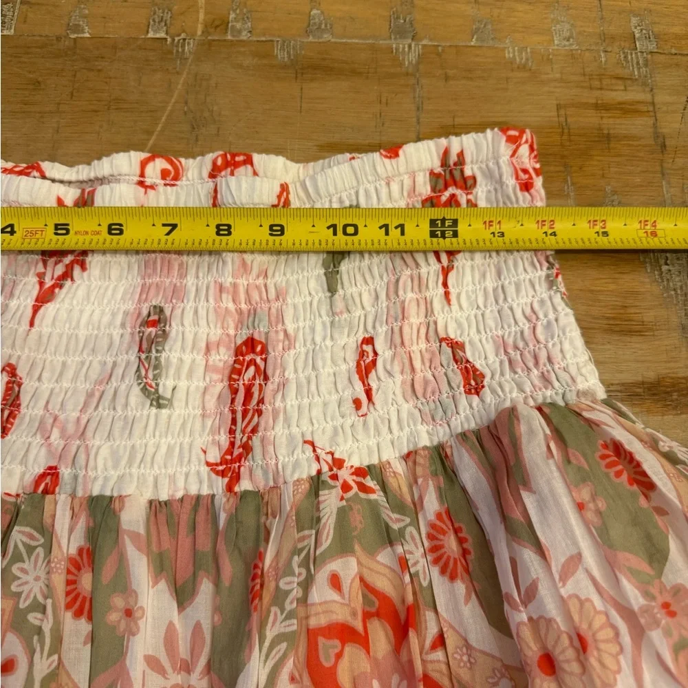 Free People 100% Cotton Red and Cream Tiered Paisley Maxi Skirt - Picture 8 of 9